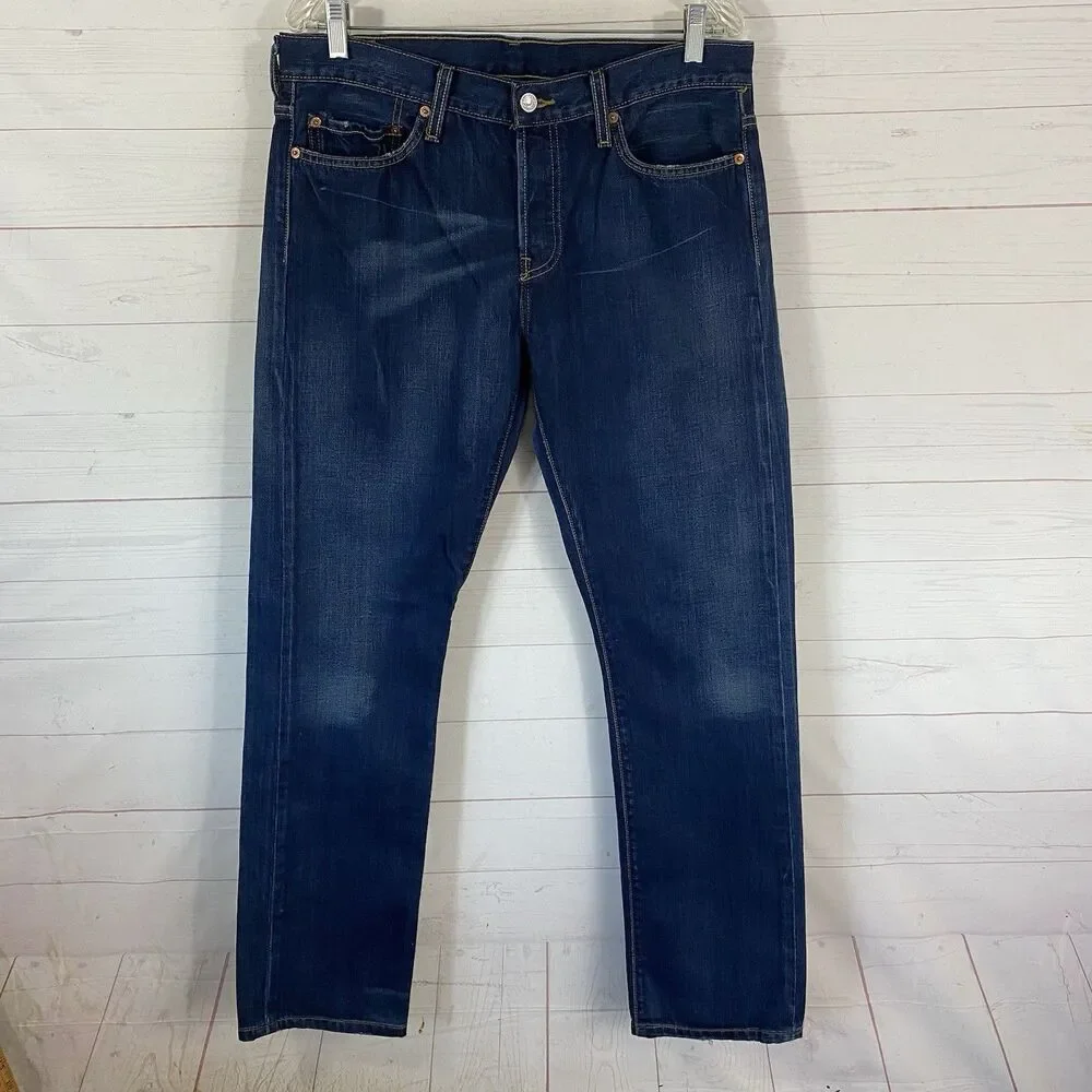Levi's Mens 501 Button Fly Jeans Size 34x31 Blue 100% Cotton Pockets